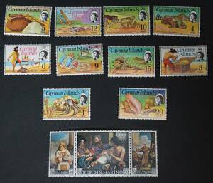 【寂】イタリア サンマリノ 1967年『名画』3種,イギリス領 ケイマン諸島『貝』10種 切手 計13種 s60123