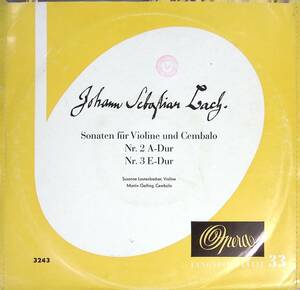 【定盤】名花ラウテンバッハー バッハ　ヴァイオリンとチェンバロのためのソナタ第2番および第3番 独Opera 初期プレス10インチ盤