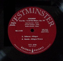 Jean Fournier/A. Janigro/B. Sukoda Shuberto Piano Trio No.1 Op.99 US Westminster original Flat Press WL5188(1E/1C)_画像3