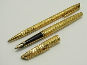 1円スタート筆記未確認 WATERMAN ウォーターマン 万年筆 ペン先 18K 750 ボールペン 2点セット ゴールドカラー 中古