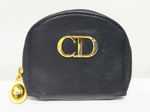 売り切り 大特価 Christian Dior ディオール ラウンドファスナーコインケース レザー ブラック 小銭入れ 中古