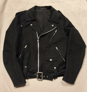 Yohji Yamamoto ダブルライダースジャケット ヨウジヤマモト プールオム 黒系 サイズ3 コットンライダース ライダースジャケット