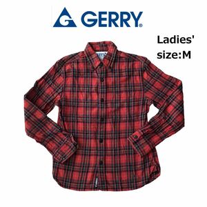 ★ GERRY ジェリー レディース チェック シャツ レッド ネルシャツ オンブレチェックシャツ アメカジ 長袖シャツ