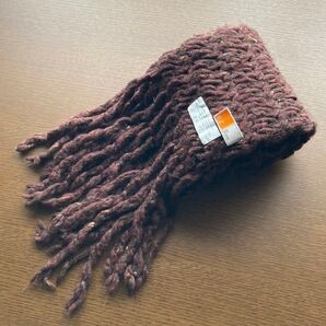 E.Z BY ZEGNA ロングマフラー ざっくりローゲージニット ブラウン系 マルチカラーネップ