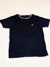 バーバリーロンドン BURBERRY LONDON レディース 半袖シャツ Tシャツ Sサイズ 黒 ブラック ノバチェック ホースロゴ 中古美品_画像1