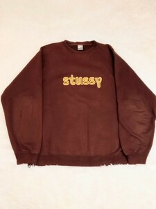 【1円スタート】ステューシー stussy トレーナー XLサイズ ブラウン 茶色 スウェット ロゴ 古着 アメカジ スウェットトレーナー