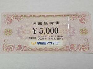 早稲田アカデミー　株主優待　優待券5000円分　有効期限2024年11月30日