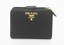 ◇【PRADA プラダ】レザー 2つ折り財布 1ML018 ブラック_画像1