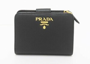 ◇【PRADA プラダ】レザー 2つ折り財布 1ML018 ブラック