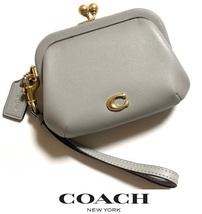 特価！ 可愛い COACH コーチ グラブタン レザー がま口 財布 小銭入れ CC552 ダヴグレー 新品本物_画像1