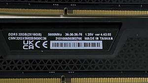 CORSAIR VENGEANCE DDR5 32GB（16GB×2）5600Mhz　メモリー コルセア