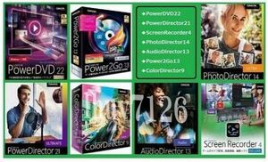 【台数制限なし10点セット】PowerDVD22PowerDirector21PhotoDirector14AudioDirector13Power2Go13ColorDirector9ScreenRecorder4 