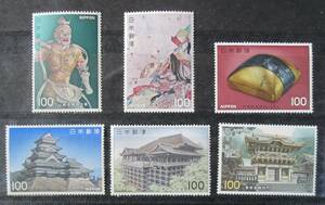 記念切手　未使用　 1976 第2次国宝シリーズから 　100円 　 6種