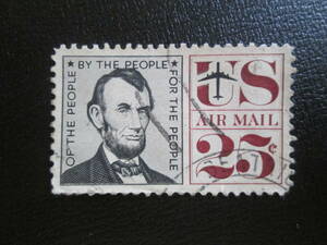 米国/アメリカ　航空切手　1960年　自由の象徴　　25ｃ：リンカーン大統領 1種完　　使用済み