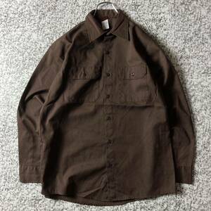 [80sUSA made ]BIG BEN plain W flap Vintage L/S work shirt M size Brown old clothes long sleeve shirt simple 