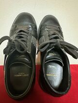 Saint Laurent スタッズ ブラック レザー スニーカー 37_画像8