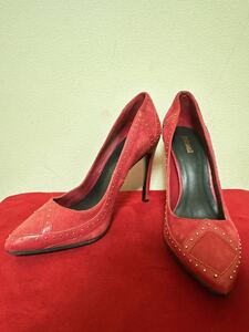 JUST CAVALLI studs suede pumps red 37