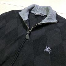 ★美品★圧巻！シャドーアーガイル★バーバリーブラックレーベル ジップアップ ニット セーター ジャケット Burberry Black label_画像1