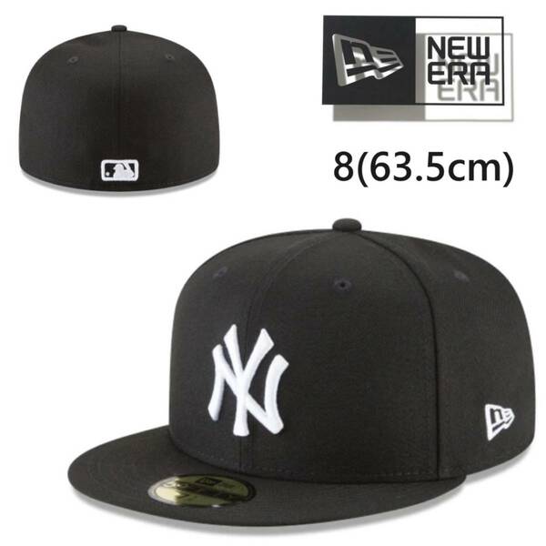 ☆正規品新品☆NEWERA 59FIFTY ニューエラ キャップ 帽子 野球帽 5950シリーズ ヤンキース ブラック×ホワイト 63.5cm ユニセックス