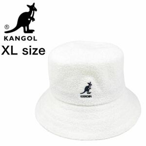 ☆正規品新品☆KANGOL BERMUDA BUCKET カンゴール バケットハット バケハ K3050ST パイル生地 ホワイト XLサイズ 刺繍ロゴ オールシーズン