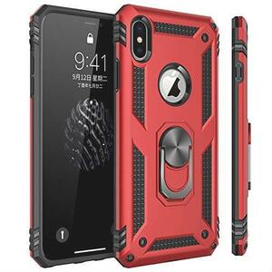 ★お得商品★ iPhone XS ケース/iPhone X ケース リング対応 落下衝撃吸収 ストラップホール TPU PC 米軍MIL規格 二重構造 リング付き