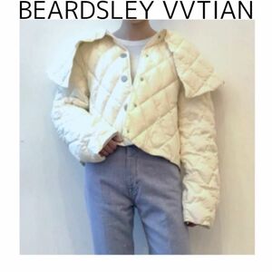 BEARDSLEY VVTIAN ライトダウンジャケット　オフホワイト　M ビッグカラー　ショート　ビアズリー　フランス製