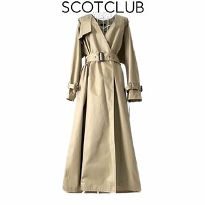 新品未使用タグ付き　SCOTCLUB aga ノーカラートレンチコート　ベージュ　スコットクラブ ロングコート　スプリングコート