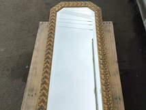 レトロ アンティーク SP MOLATO イタリア製 全身鏡 姿見 木枠 ウォールミラー 140cm×40cm 中古_画像4