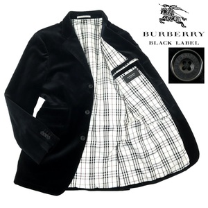 【S3083】【極美品】BURBERRY BLACK LABEL バーバリーブラックレーベル テーラードジャケット ベロア ノバチェック サイズL