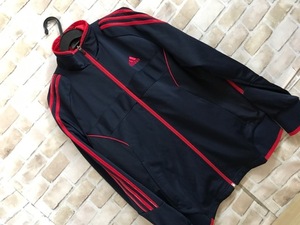 a05144●adidas　アディダス　ウォームアップジャケット　ネイビー×レッド　メンズ　M