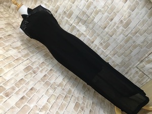 a11025◎WITWAY　衣装　チャイナ風　ドレスワンピース　ブラック　シフォン　11号