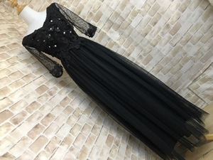 a11039●lovepeace 　衣装　ドレスワンピース　ブラック　チュール　モチーフレース　