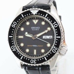 2401-522 セイコー クオーツ 腕時計 SEIKO 6458 6000 ダイバー WR150m デイデイト 黒文字盤 スクリューバック