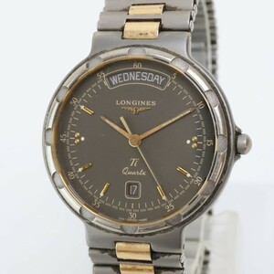 2401-548 ロンジン クオーツ 腕時計 LONGINES 163-4982 コンクエスト チタン デイデイト コンビカラーブレス