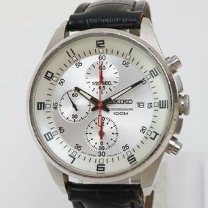 2401-554 セイコー クオーツ 腕時計 SEIKO 7T92 0MF0 クロノグラフ 100M 日付 銀色文字盤 スクリューバック