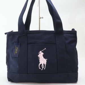 2401-105 ポロラルフローレン RA100106A トートバッグ 未使用 POLO RALPH LAUREN キャンバス製 ネイビー