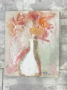 油彩画 キャンバスに油彩　F8 花と花瓶