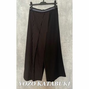 YOZO KATABUKI ストライプラップ風ワイドパンツ