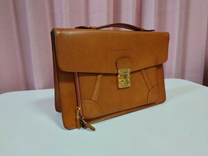 本革製 手提げバッグ 中古品 レザー メンズバッグ 書類かばん セカンドバッグ SABATO DESTINO ITALY ブラウン