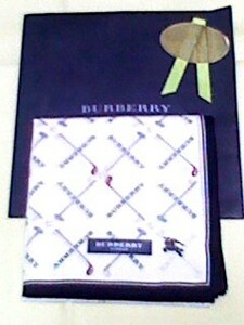 BURBERRY　バーバリー ハンカチ　刺繍　ゴルフ　柄　新品　シール付いています　今では入手困難品　やや男性向け　男女兼用かは不明