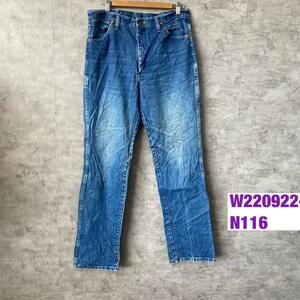 【中古】Wrangler ブルー ジップフライ デニムジーンズパンツ 34×34 実寸W34in 936PWD USA 海外輸入 古着 W220922-N116