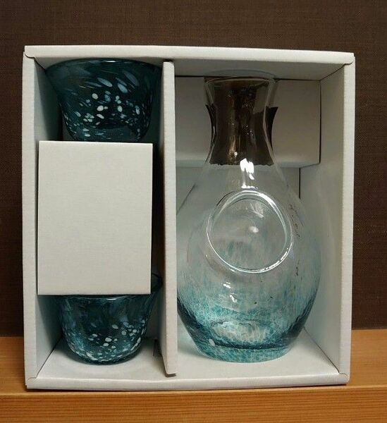 東洋佐々木ガラス 冷酒グラス セット 日本製 ブルー カラフェ 300ml グラス 55ml 3点セット G604-M70