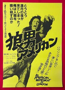 B2サイズ 映画ポスター 狼男アメリカン ’82年アカデミー賞ベストメイク賞受賞 劇場貼付用 非売品 当時モノ 希少　B6490