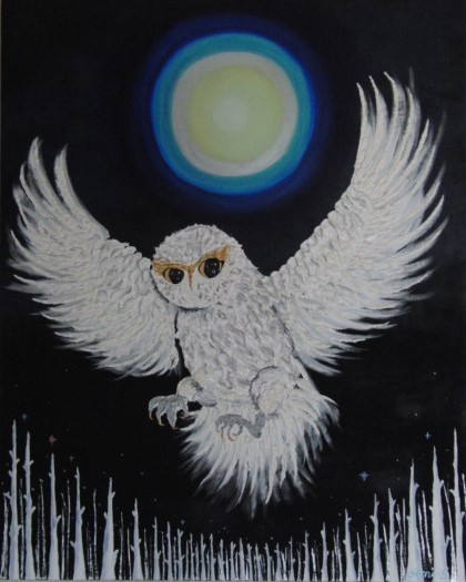 National Art Association Shiozawa Ami, Owl on the Moon, Large, F30:90, 9×72, 7cm, One-of-a-kind oil painting, New high-quality oil painting with frame, Autographed and guaranteed to be authentic, Painting, Oil painting, Nature, Landscape painting