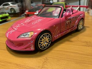 JADATOYS 1/24 スーキー ホンダ S2000 ピンク 箱無し ワイルドスピード スポコン 改造車 ルース ミニカー US GTウィング 車