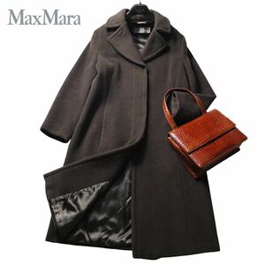超高級 Maxmara 憧れの一級品イタリア製　ロングコート　エレガントブラウン　ピュアヴァージンウール100% 定価168,000円