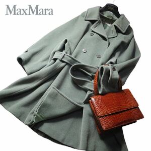 【憧れの一枚】マックスマーラ MaxMara マレーラ MARELLA 美しいシルエット♪ダブルブレストコート　アルパカブレンド♪ 定価228,000円