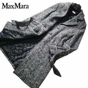 【憧れの一級品】Maxmara ミックスツイードコート♪ max&co. マックスマーラ マックスアンドコー 春先まで使える♪ベルテッドコート