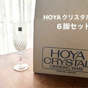 HOYA クリスタル　グラス　6脚セット　新品　 ワイングラス シャンパンフルート ホヤクリスタル シャンパングラス