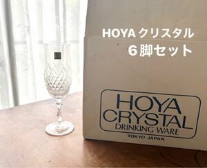 HOYA クリスタル　グラス　6脚セット　新品　 ワイングラス シャンパンフルート ホヤクリスタル シャンパングラス